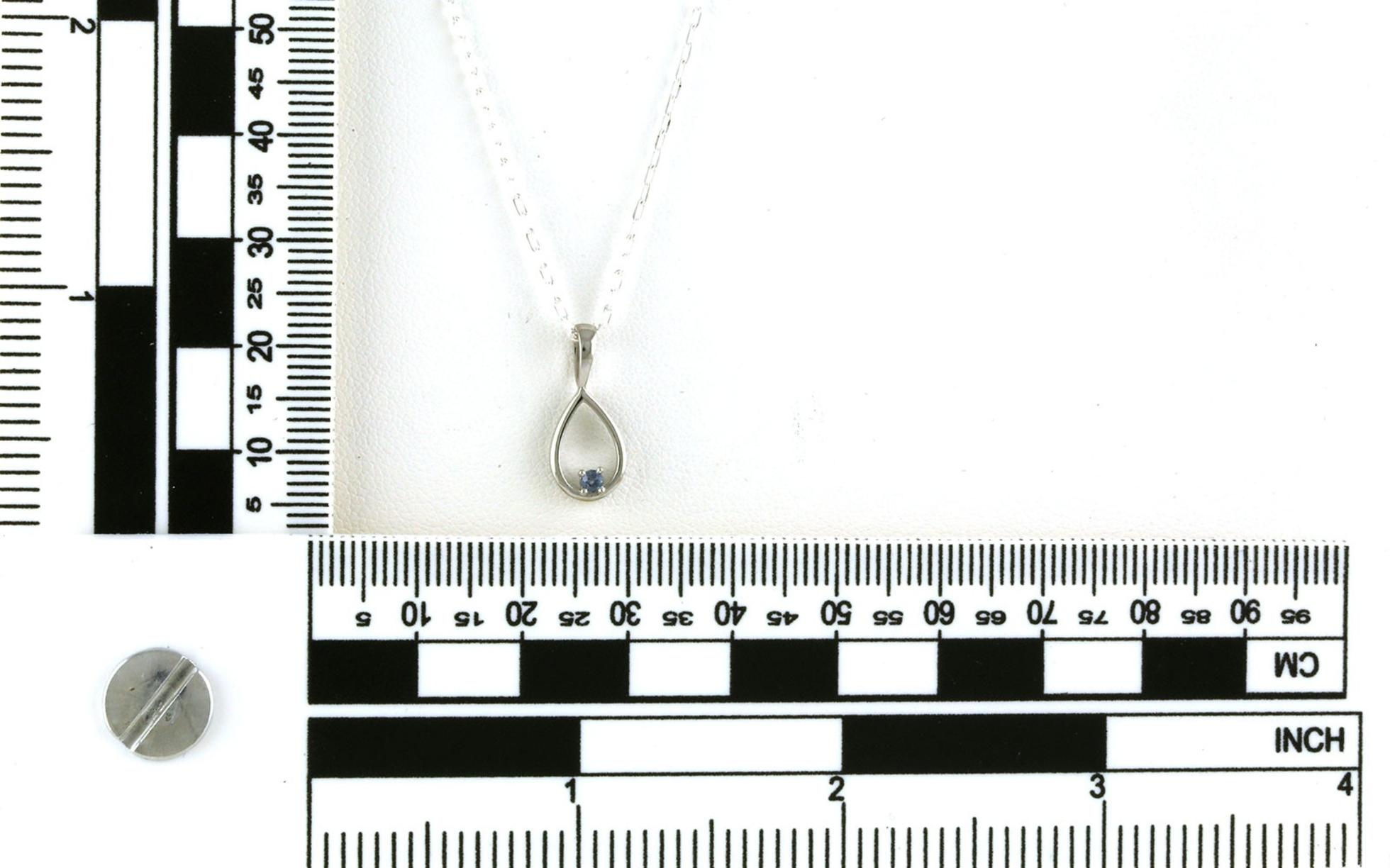 Teardrop Montana Yogo Sapphire Necklace in Sterling Silver (0.04cts TWT) scale