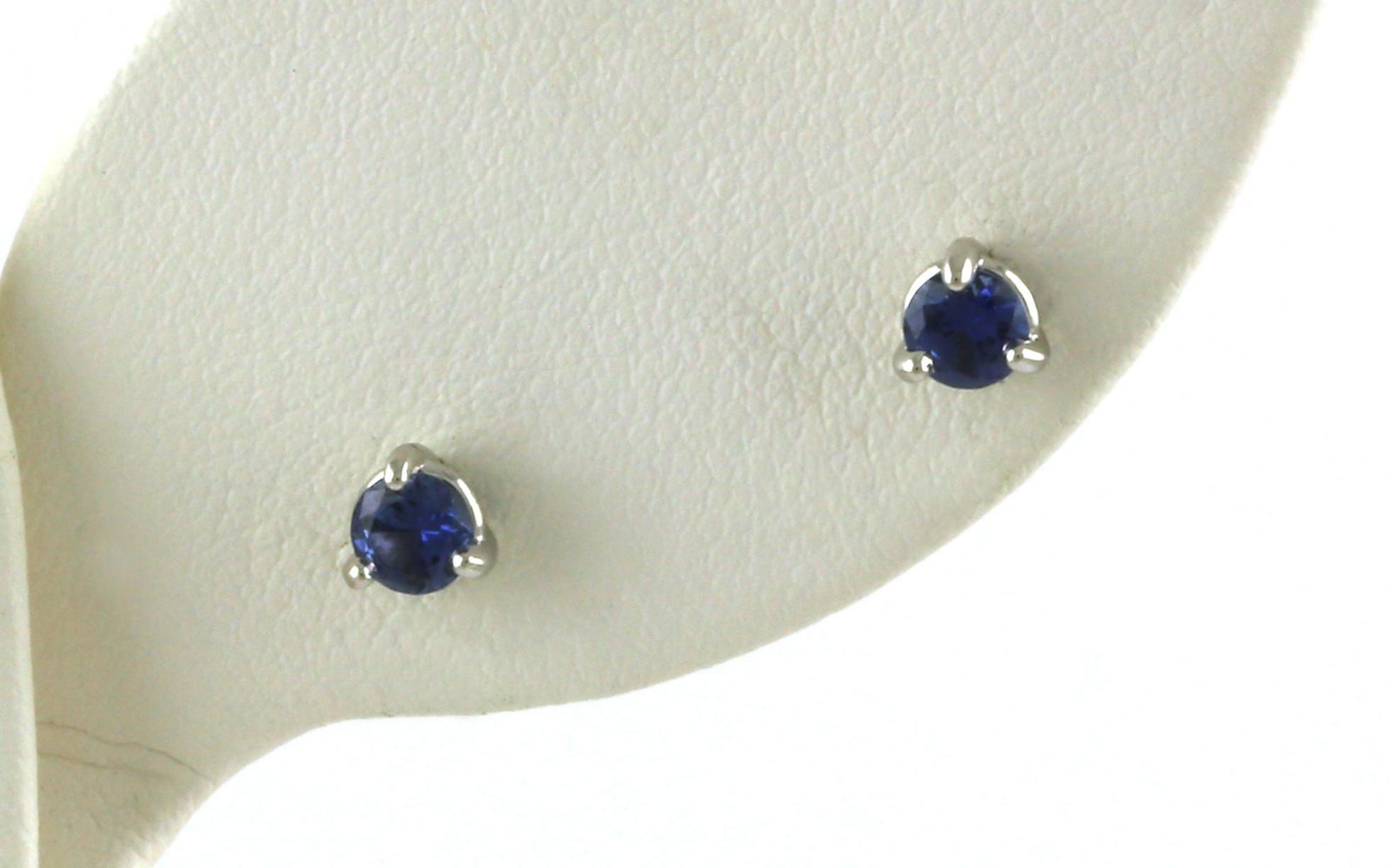 Montana Yogo Sapphire Stud Earrings in 3-Prong Martini Settings in White Gold (0.46cts TWT)