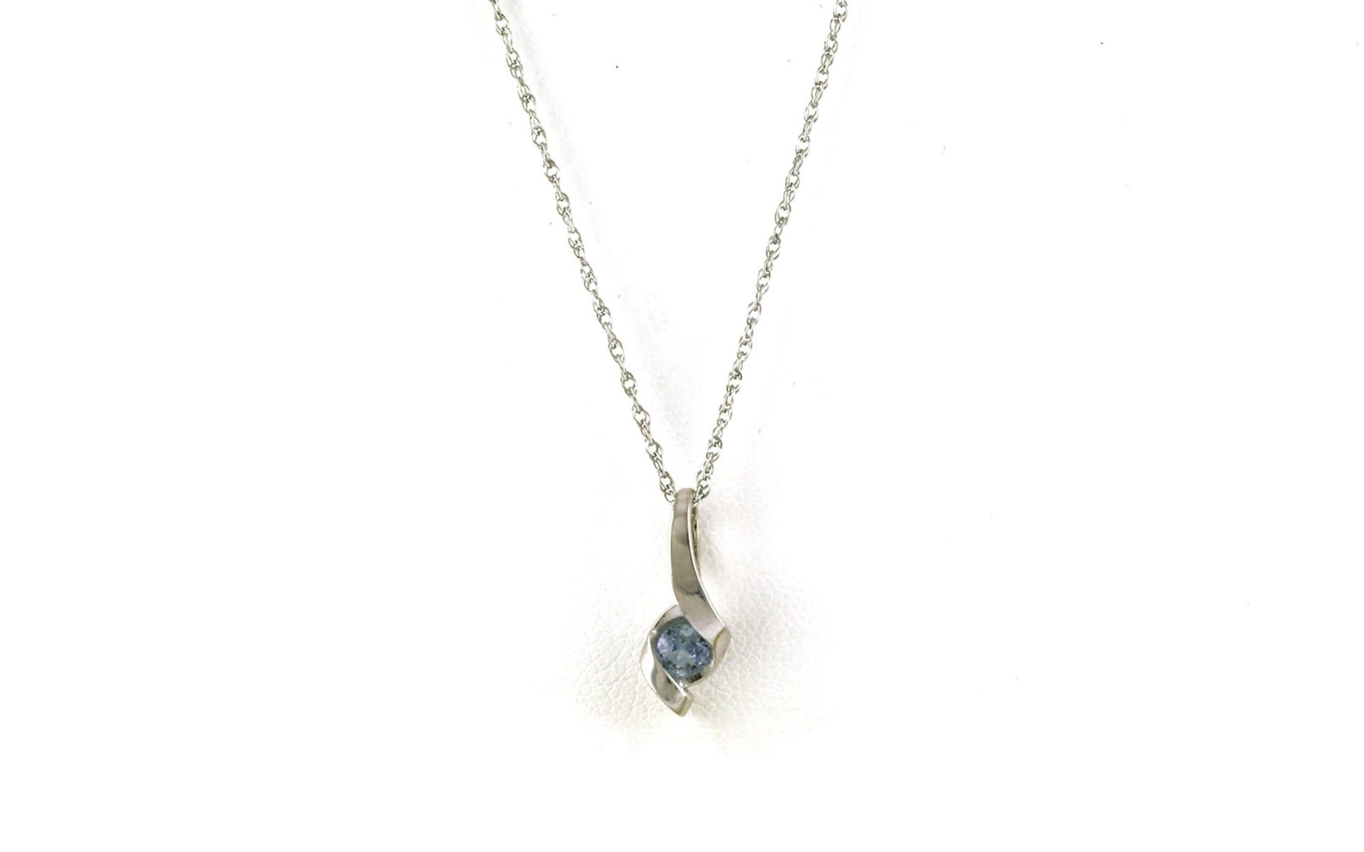 Swirl Drop Montana Sapphire Necklace in Sterling Silver (0.20cts)