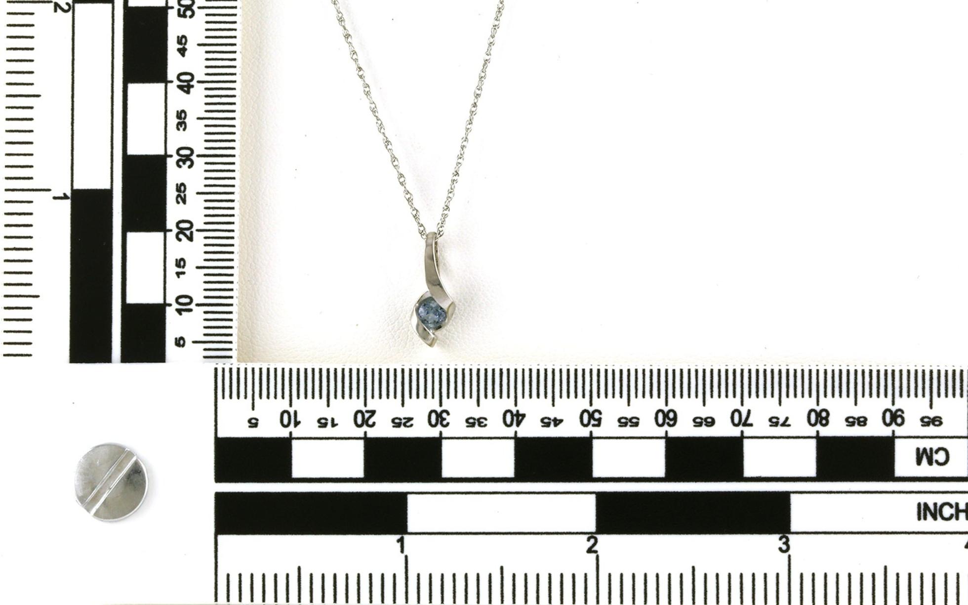 Swirl Drop Montana Sapphire Necklace in Sterling Silver (0.20cts) scale