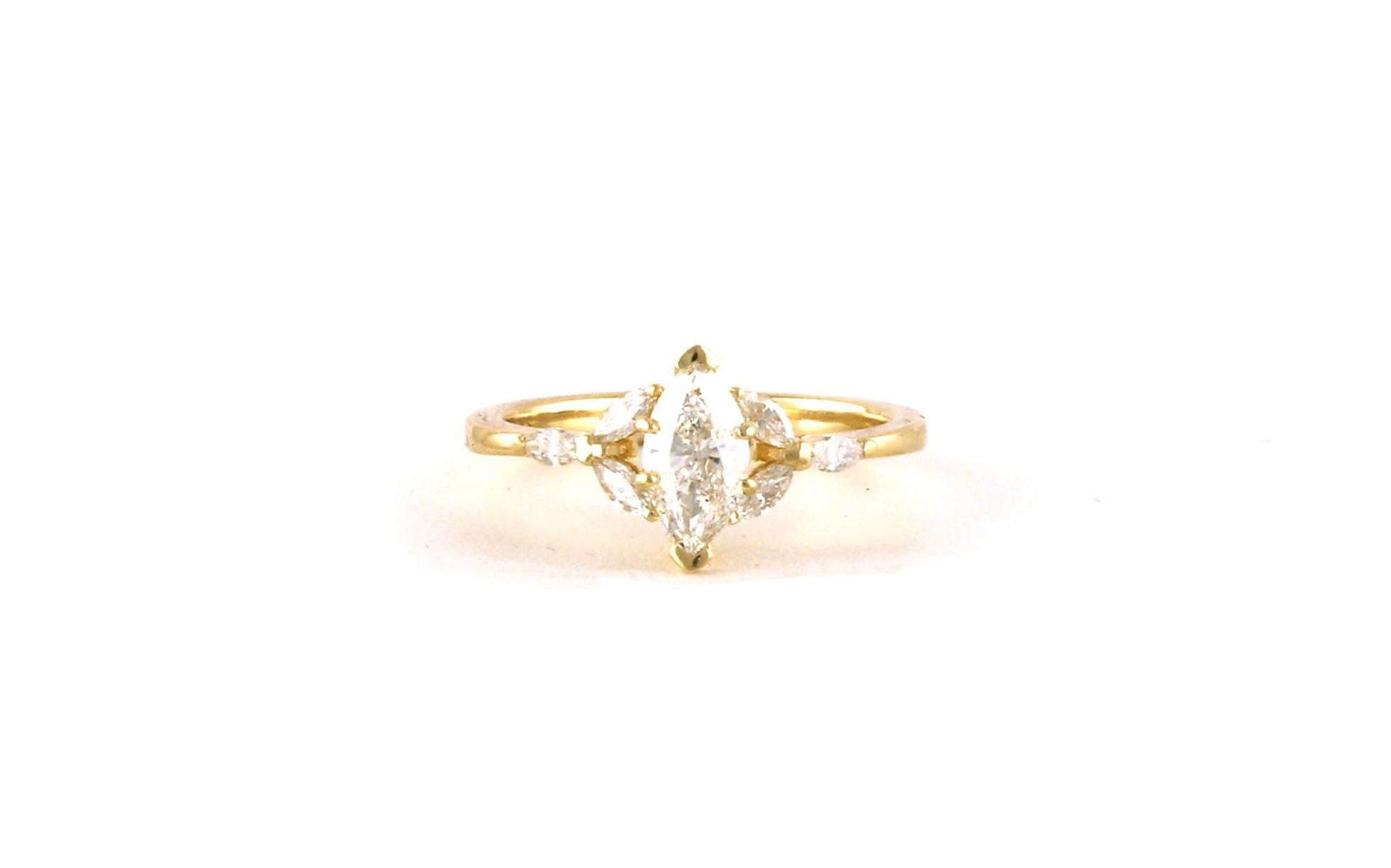 Marquise-cut Cluster Diamond Engagement Ring in Yellow Gold (0.89cts TWT)