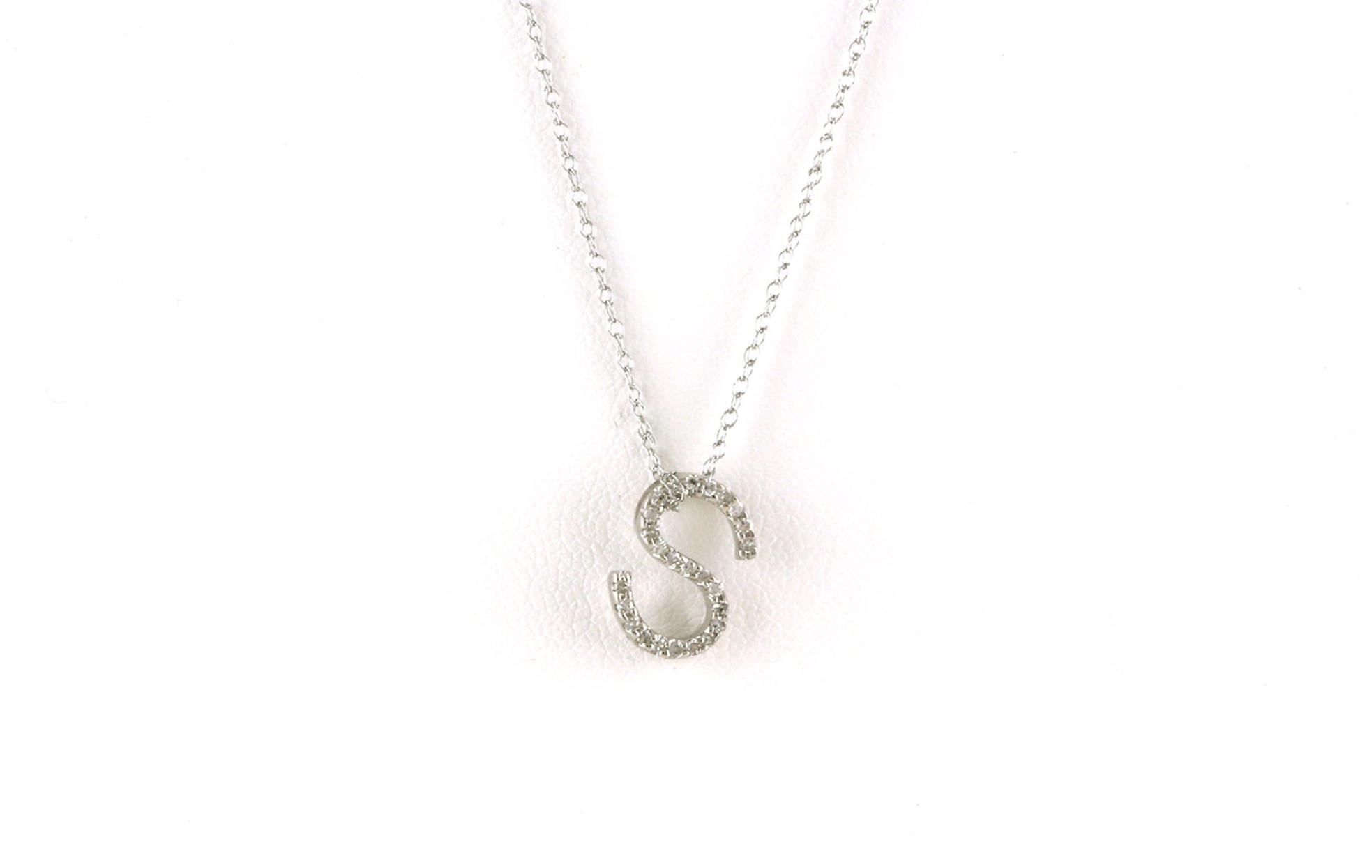 "S" Initial Diamond Necklace in White Gold (0.10cts TWT)