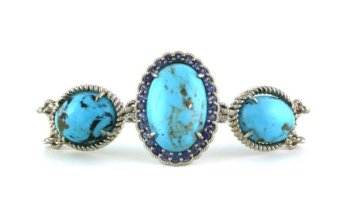 content/products/3-Stone Rope Detail Turquoise and Montana Yogo Sapphire Bracelet (1.9cts TWT)