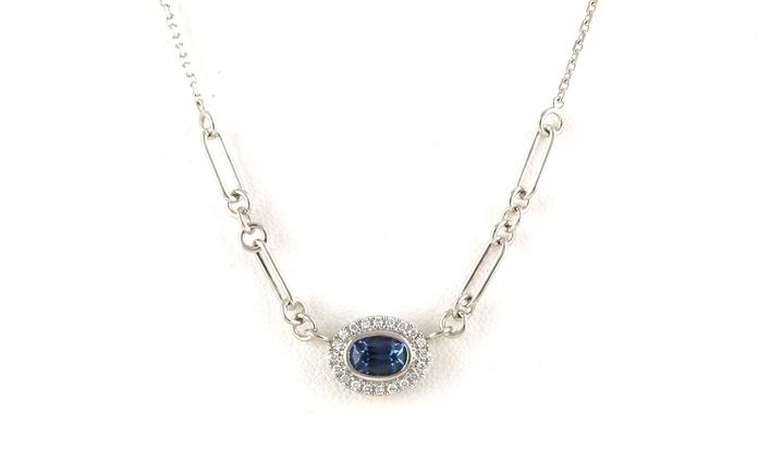 content/products/Landscape-set Split Chain Halo-style Montana Yogo Sapphire and Diamond Necklace in White Gold (0.68cts TWT)