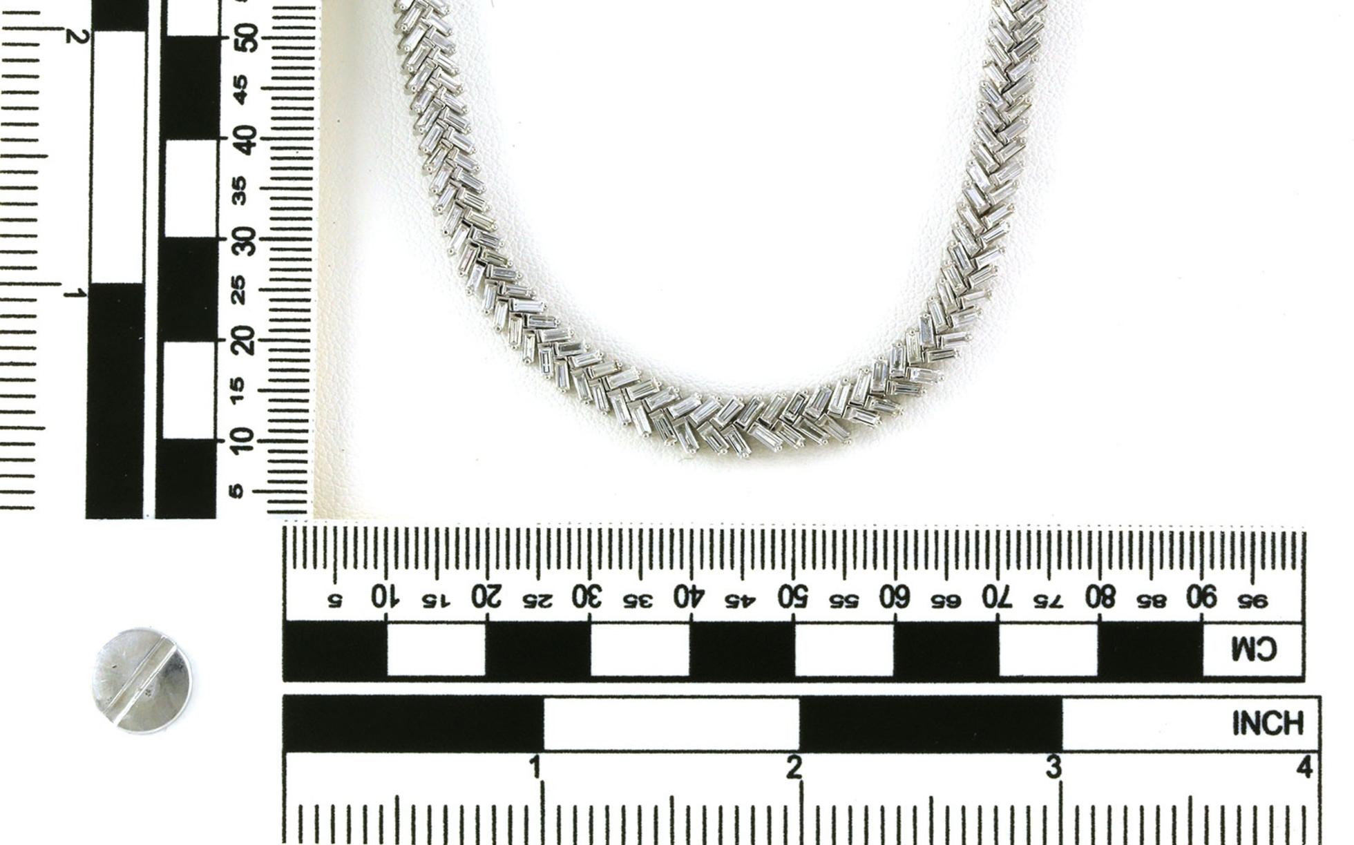 Herringbone Pattern Riviera Diamond Necklace in White Gold (9.82cts TWT) scale