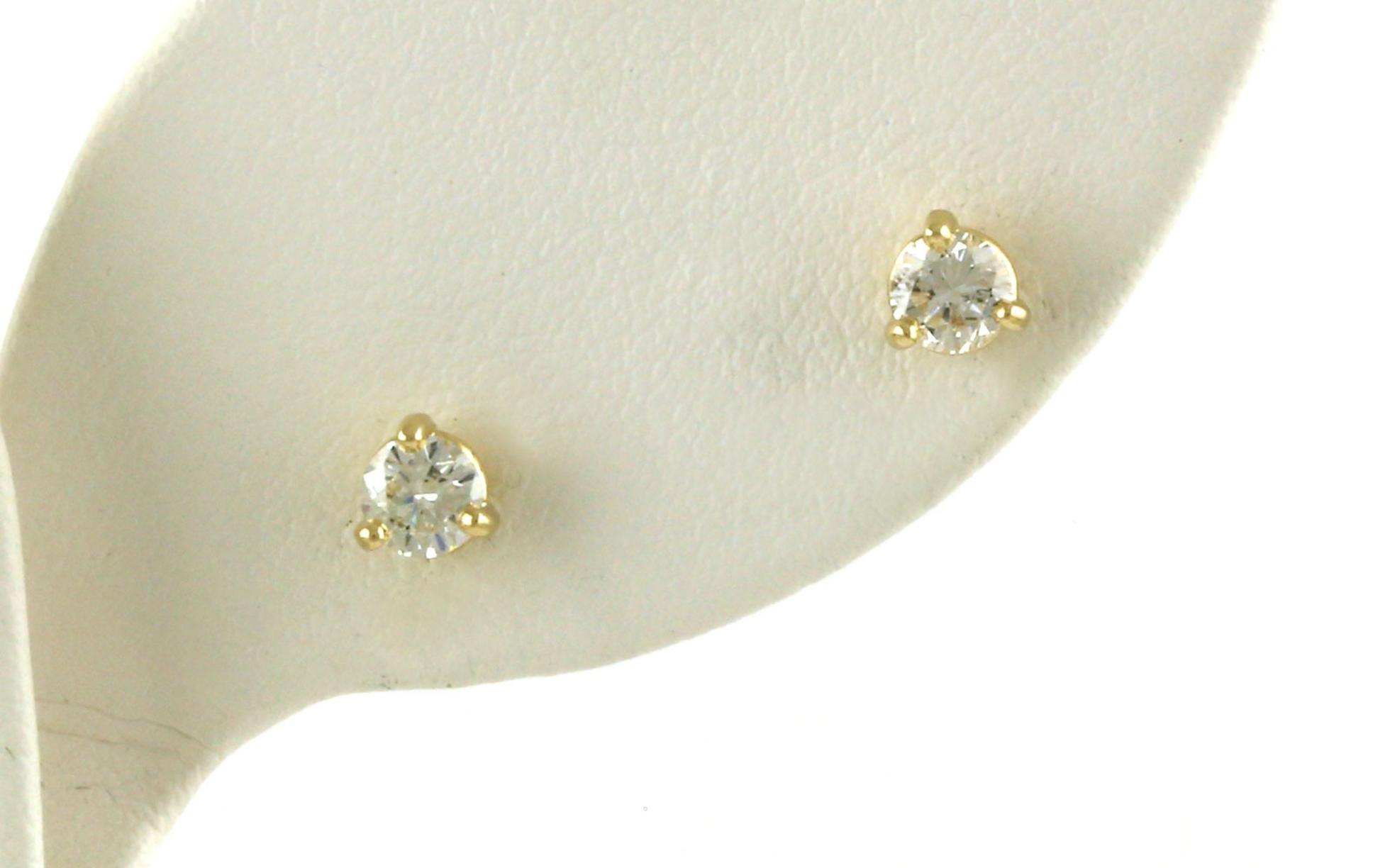 Diamond Stud Earrings in 3-Prong Martini Settings in Yellow Gold (0.46ct TWT)