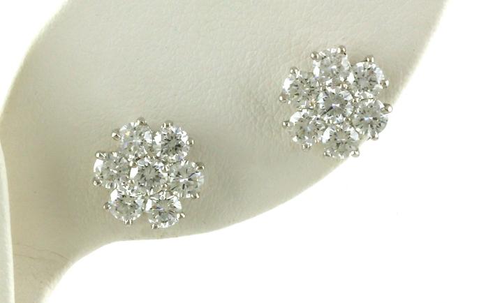 content/products/Estate Piece: 7-Stone Flower Cluster-style Diamond Stud Earrings in White Gold (2.00cts TWT)