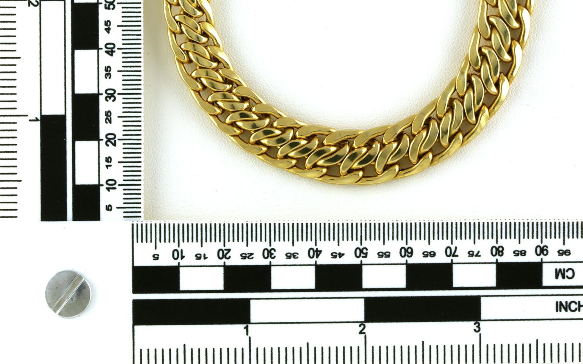 Estate Piece: Semi-solid Fancy Link Collar Necklace in Yellow Gold scale