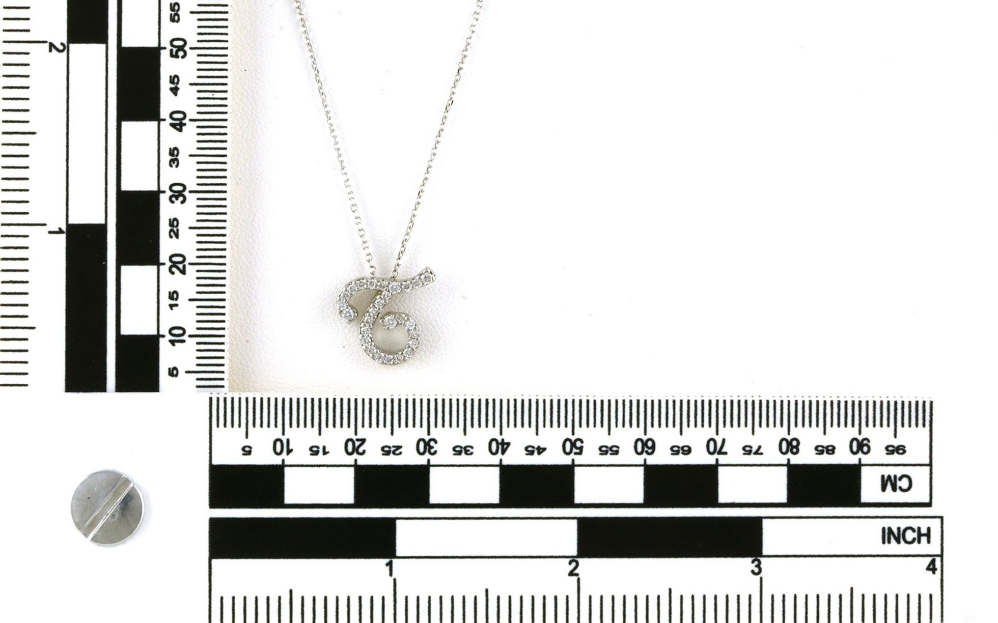 Estate Piece: Roberto Coin "T" Initial Diamond Necklace in White Gold (0.33cts TWT) scale