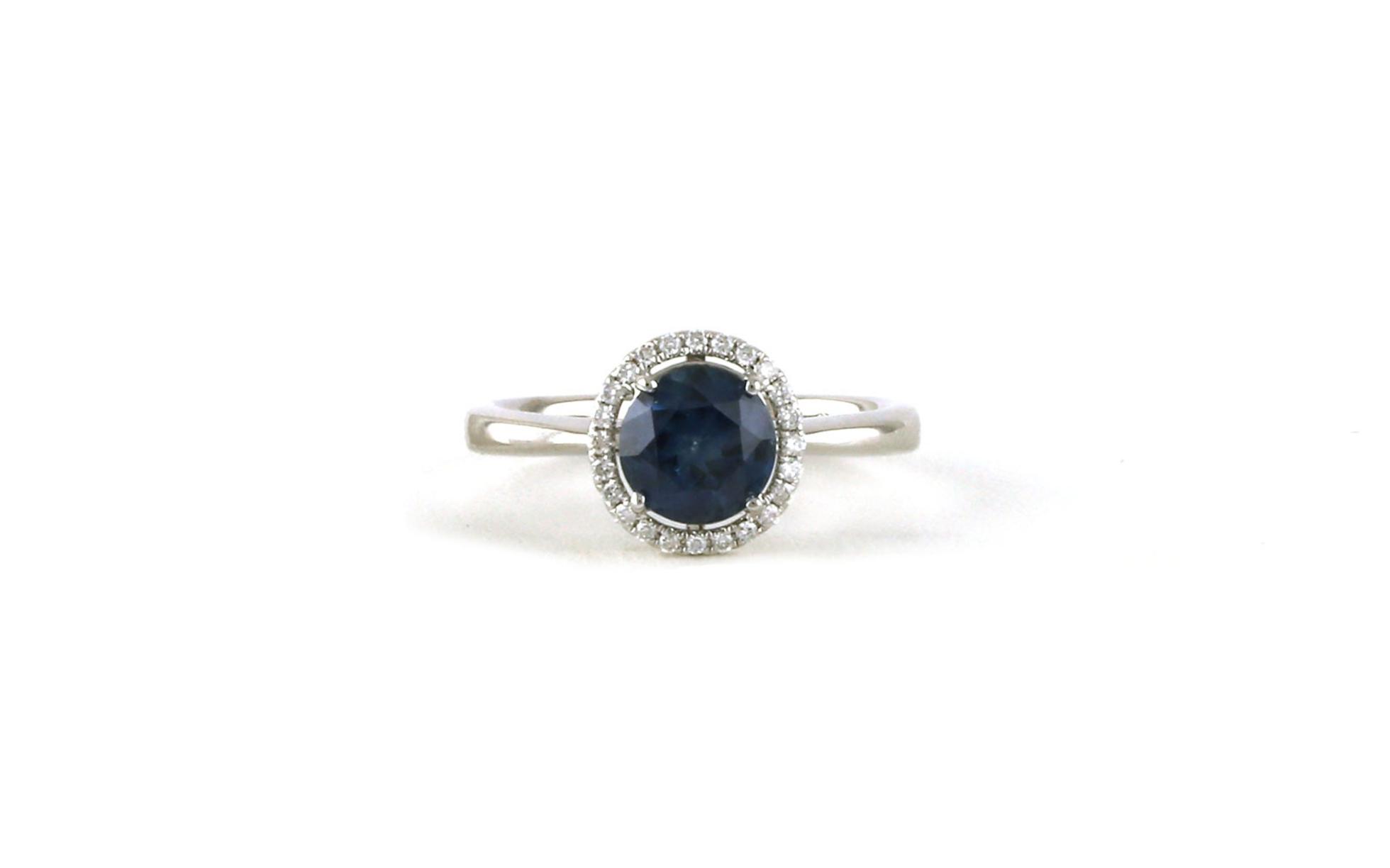 Halo-style Montana Sapphire and Diamond Ring in White Gold (1.49cts TWT)