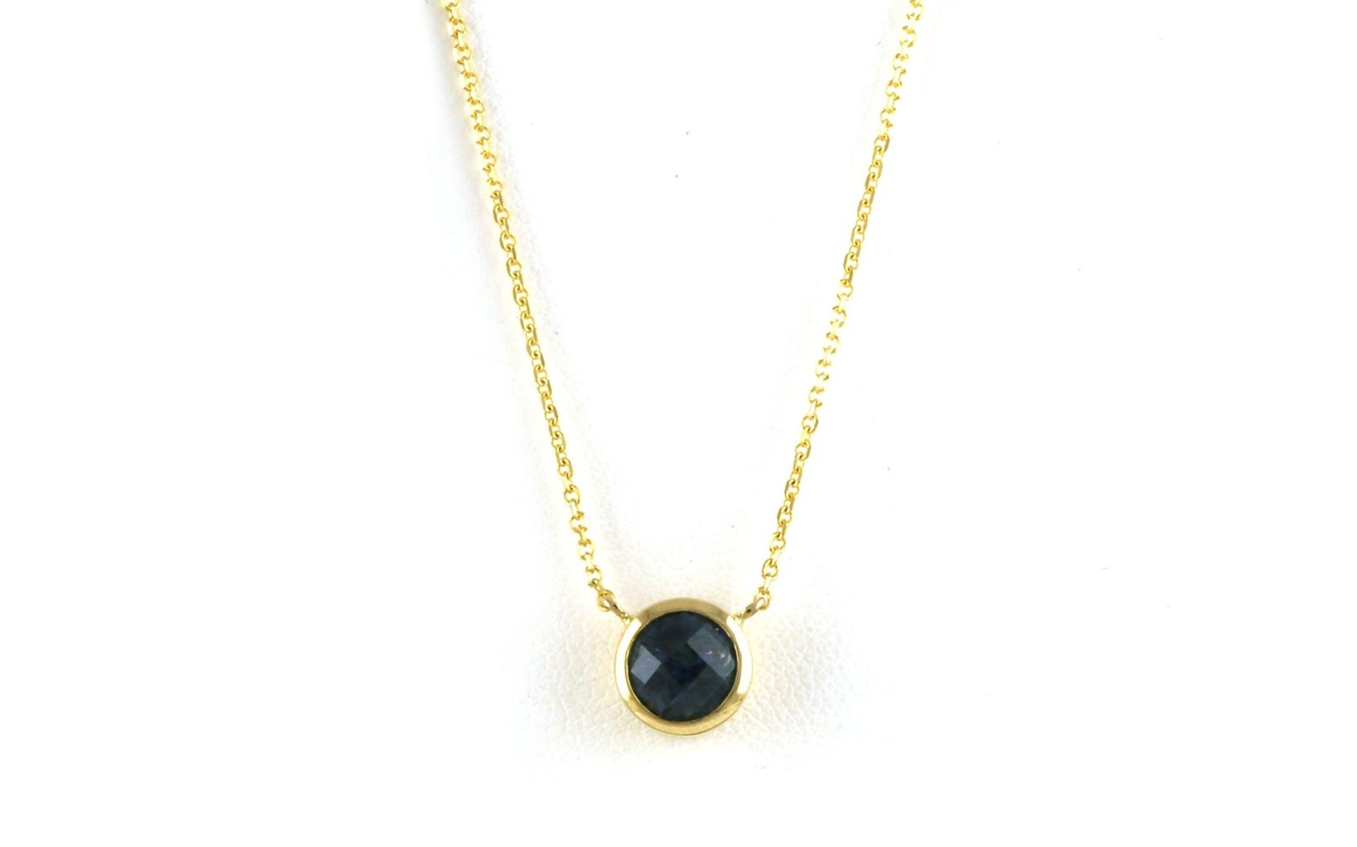 Solitaire Bezel-set Checkerboard Montana Sapphire Necklace in Yellow Gold (1.82cts TWT)