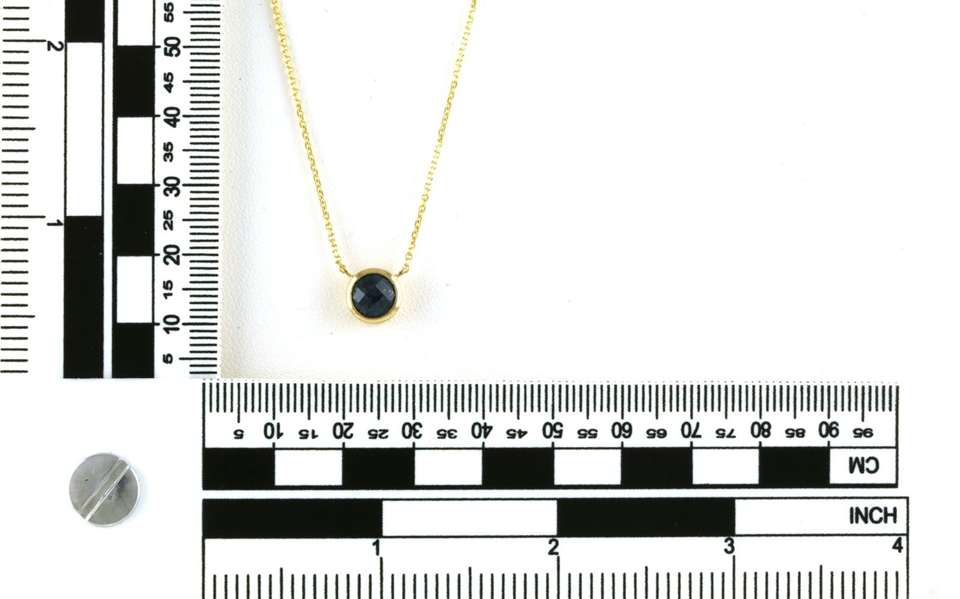 Solitaire Bezel-set Checkerboard Montana Sapphire Necklace in Yellow Gold (1.82cts TWT) scale