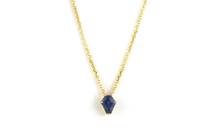 content/products/Solitaire Shield-cut Montana Sapphire Necklace in Yellow Gold (0.62cts)