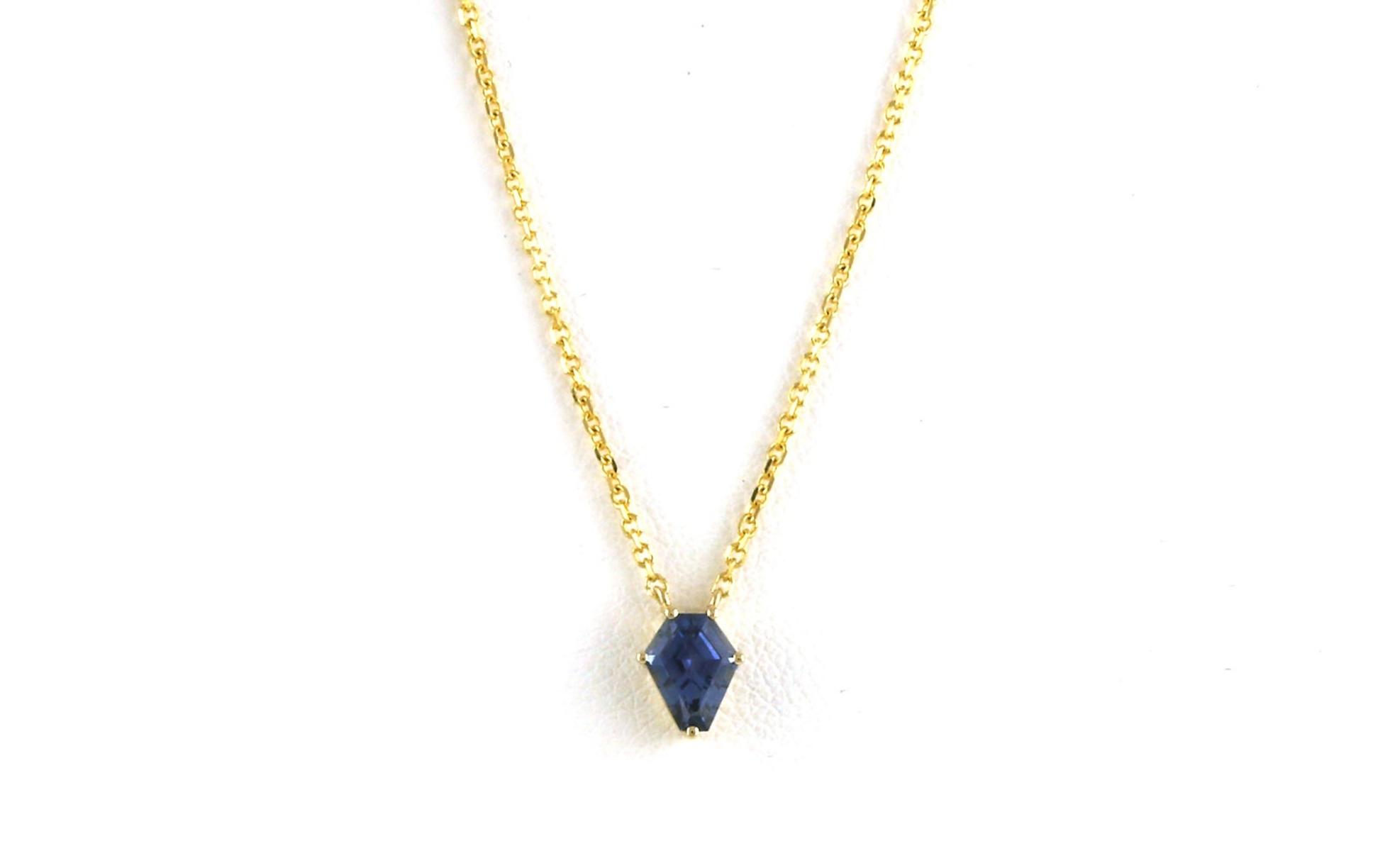 Solitaire Shield-cut Montana Sapphire Necklace in Yellow Gold (0.62cts)