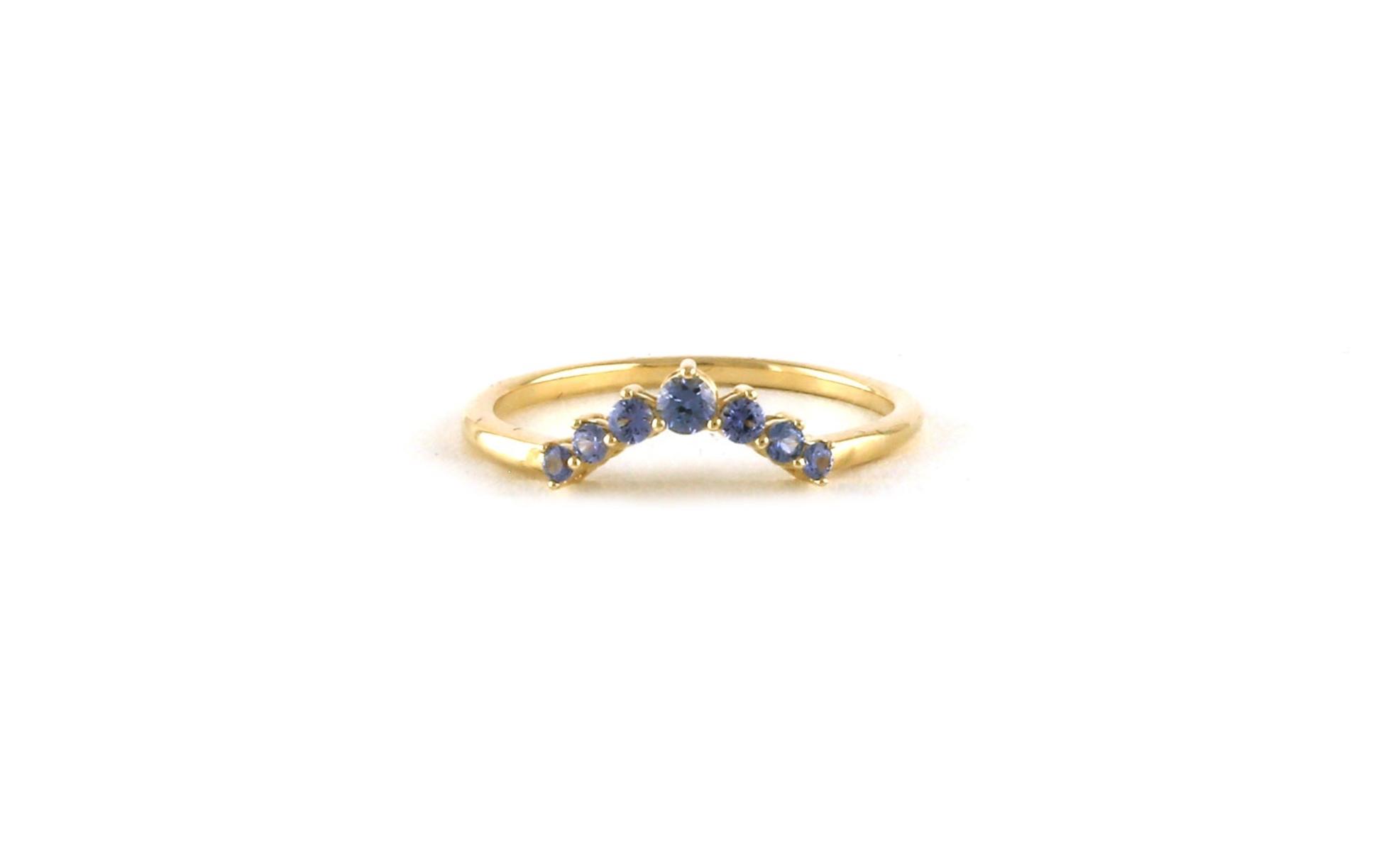 7-Stone Curved Montana Yogo Sapphire Tiara Ring in Yellow Gold (0.25cts TWT)