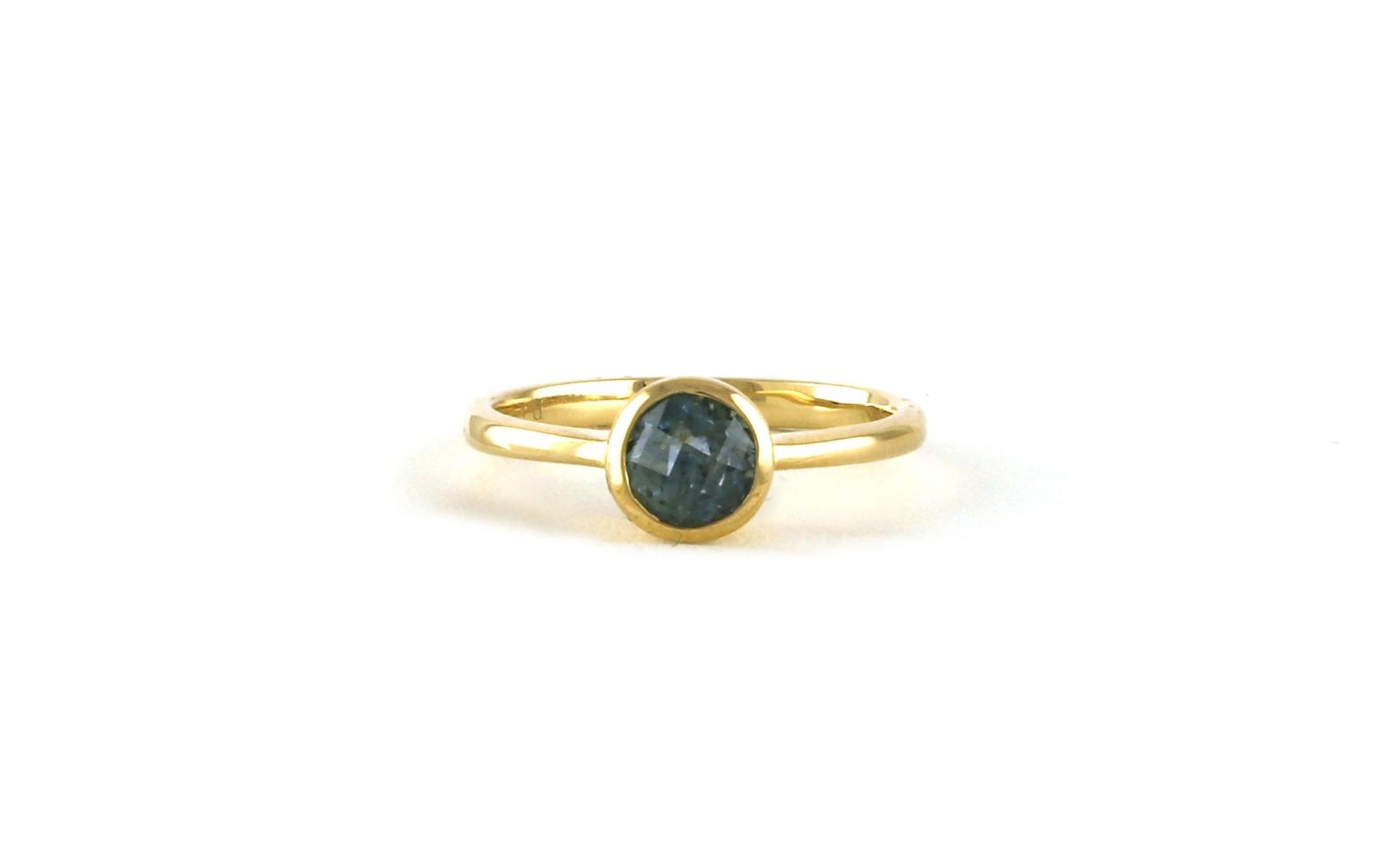 Solitaire-style Bezel-set Checkerboard Montana Sapphire Ring in Yellow Gold (1.38cts)