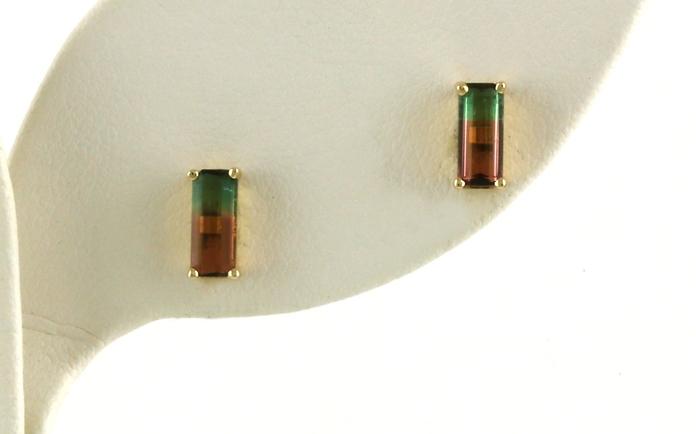 content/products/Baguette-cut Watermelon Tourmaline Stud Earrings in Yellow Gold (0.93cts TWT)