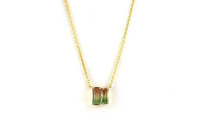 content/products/2-Stone Baguette-cut Watermelon Tourmaline Necklace in Yellow Gold (1.14cts)