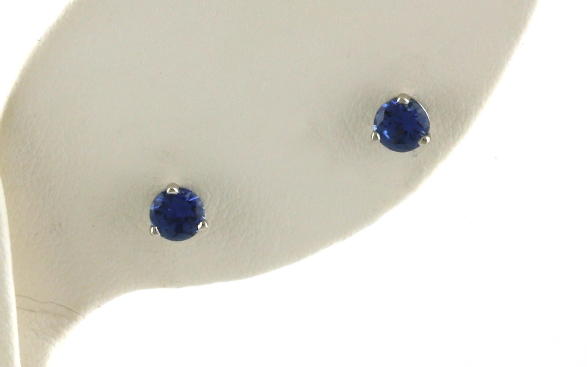 Montana Yogo Sapphire Stud Earrings in 3-Prong Martini Settings in White Gold (0.50cts TWT)