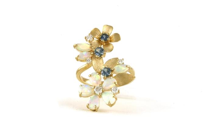 content/products/Flowers Montana Sapphire, Opal, and Diamond Cocktail Ring in Yellow Gold (2.60cts TWT)