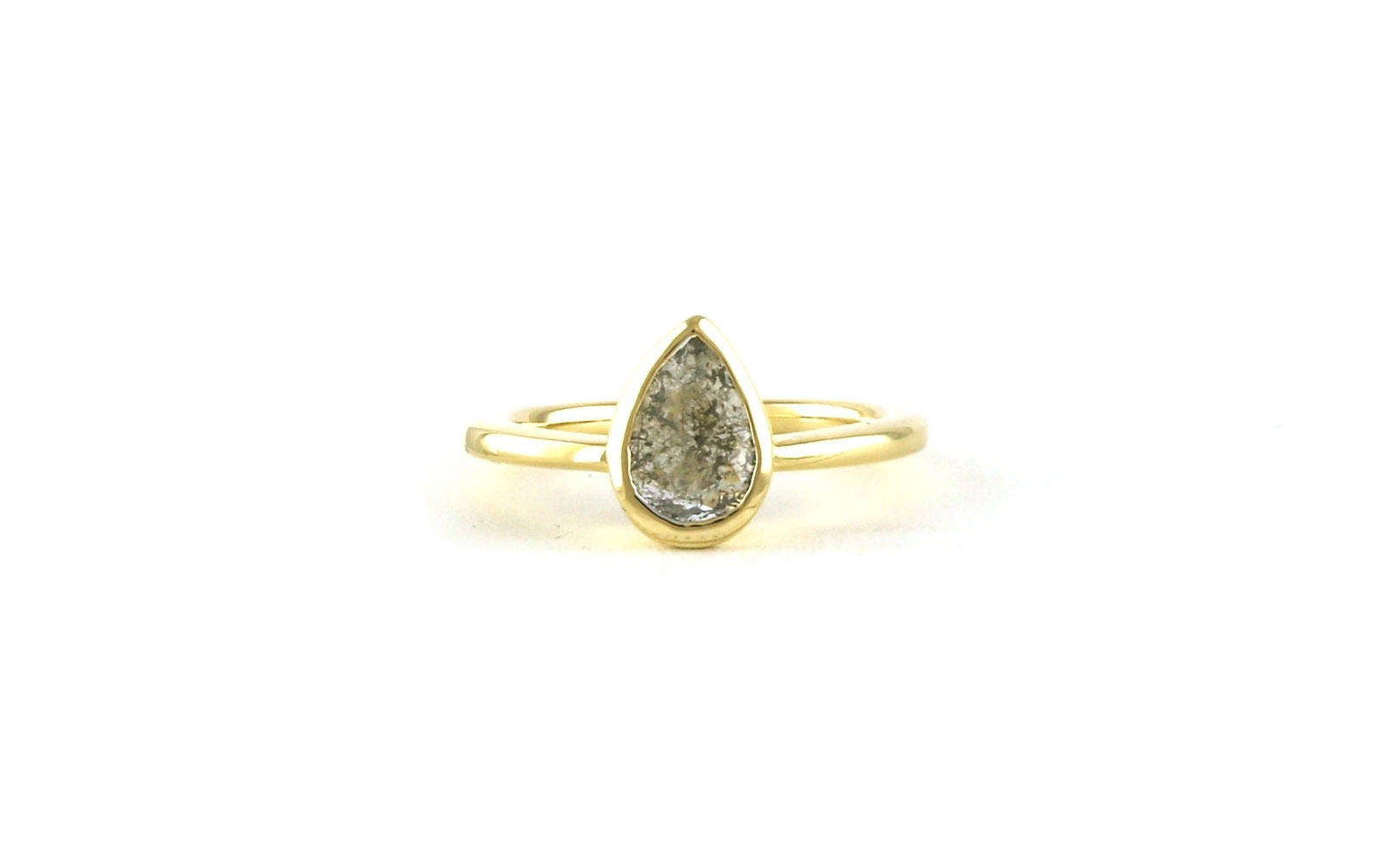 Bezel-set Pear-cut Salt and Pepper Diamond Ring in Yellow Gold (0.82cts)