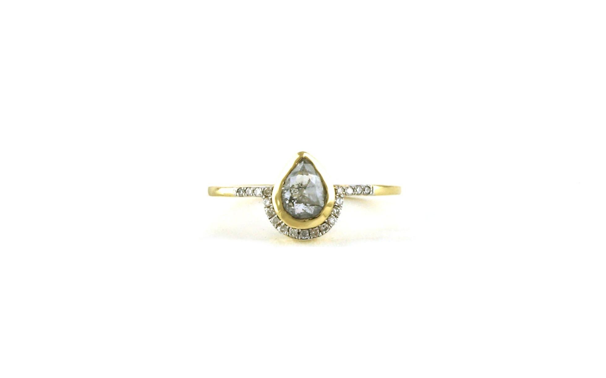 Pear-cut Salt and Pepper Diamond Ring Set with Matched Band in Yellow Gold (0.94cts TWT) engagement