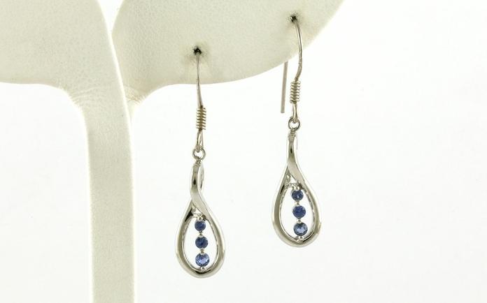 content/products/3-Stone Teardrop Twist Montana Yogo Sapphire Dangle Earrings in Sterling Silver (0.38cts TWT)