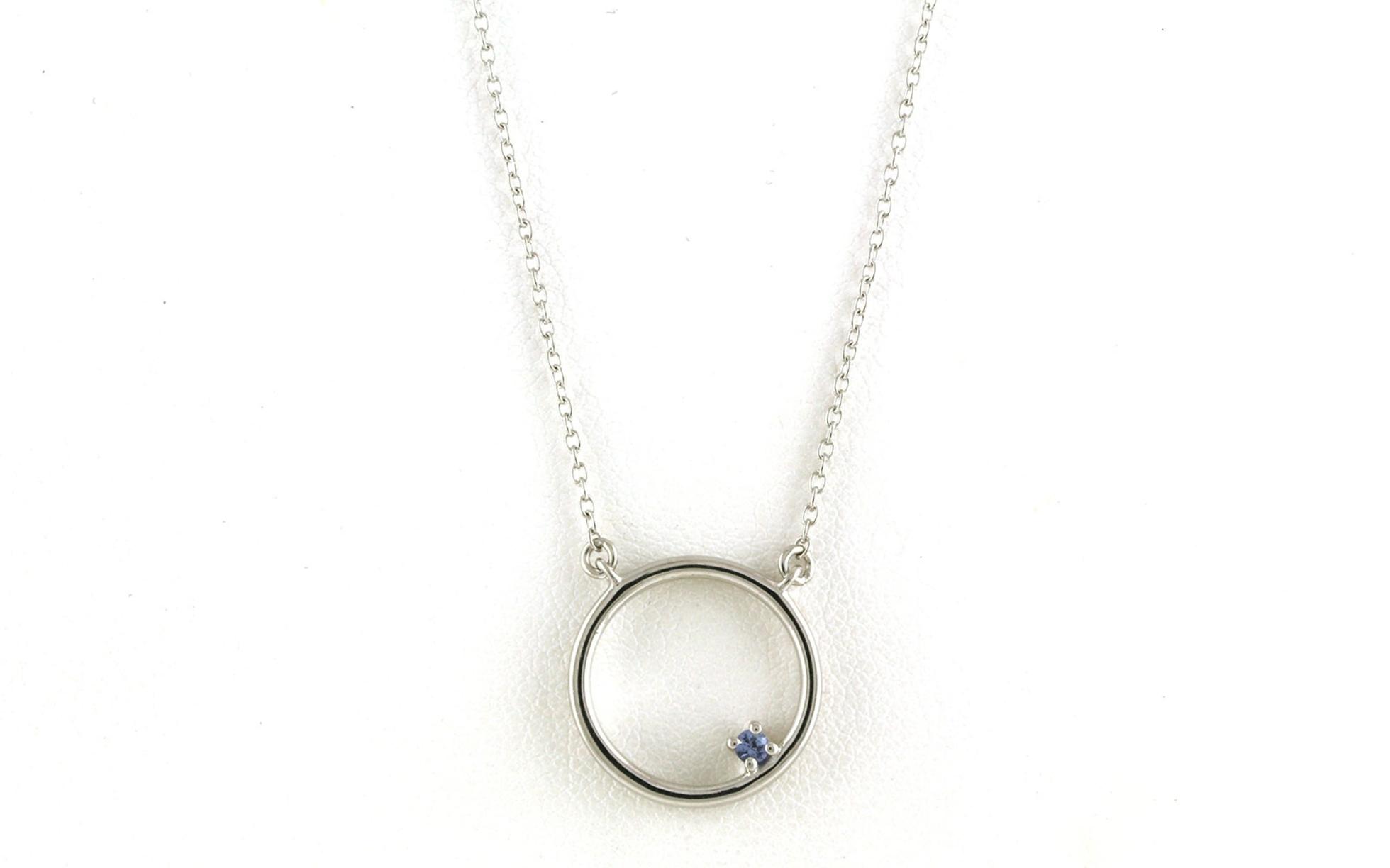 Circle Montana Yogo Sapphire Necklace in Sterling Silver (0.06cts)