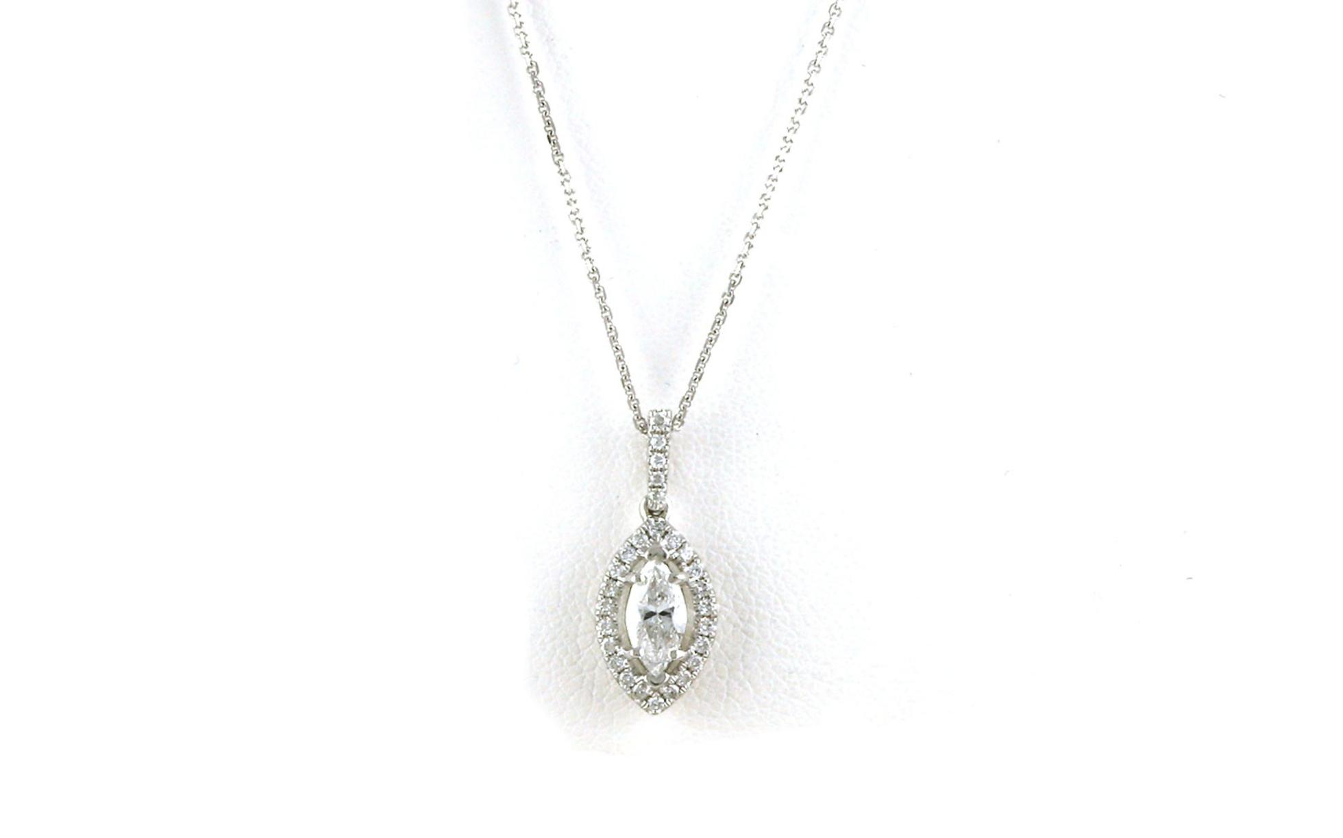 Halo-style Marquise-cut Diamond Necklace in White Gold (0.51cts TWT)