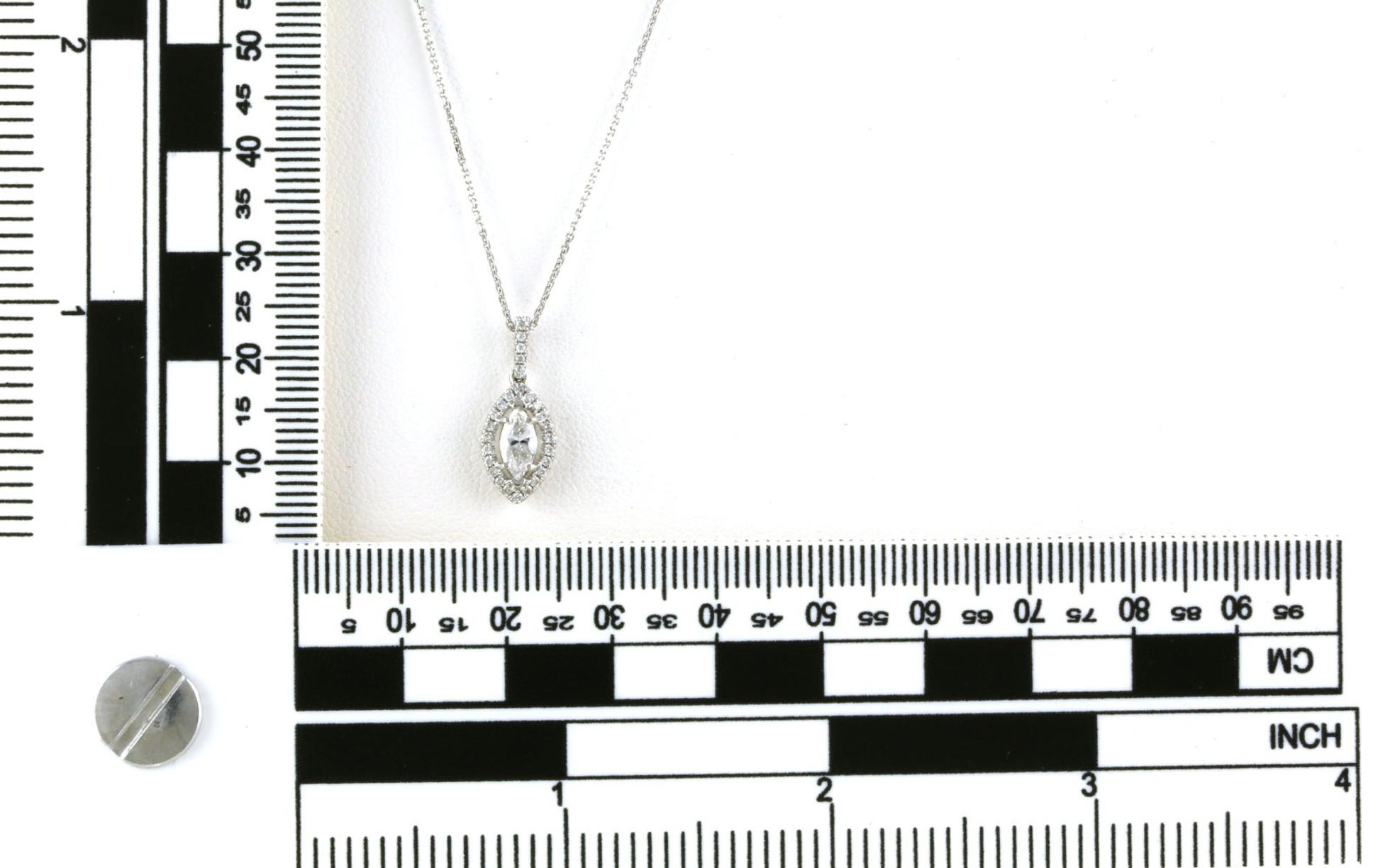 Halo-style Marquise-cut Diamond Necklace in White Gold (0.51cts TWT) scale