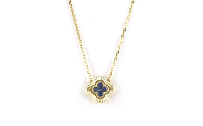 content/products/Floral Cluster Fluted Halo Montana Yogo Sapphire Necklace in Yellow Gold (0.20cts TWT)