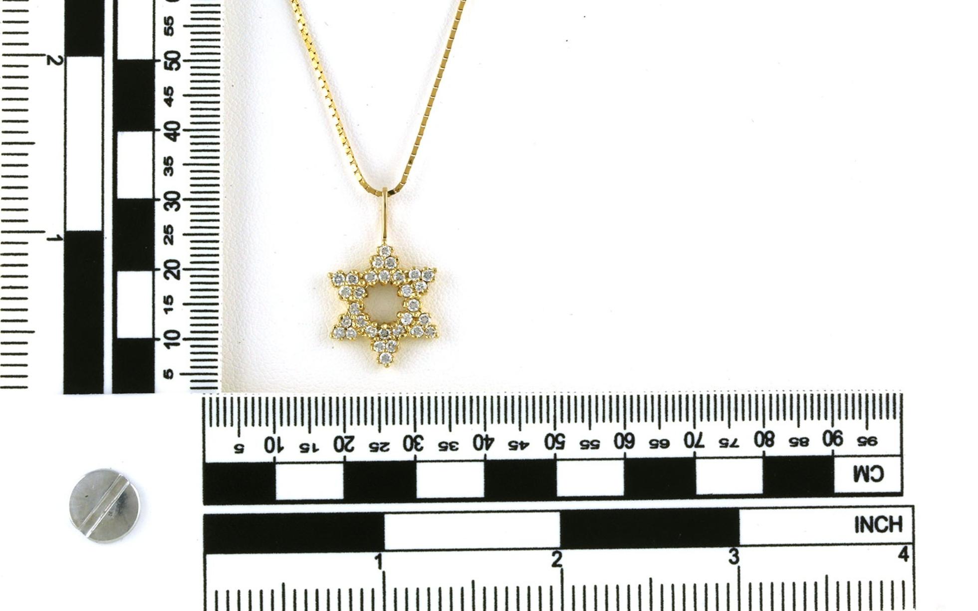 Estate Piece: 6-Point Star Diamond Cluster Necklace in Yellow Gold (0.50cts TWT) scale