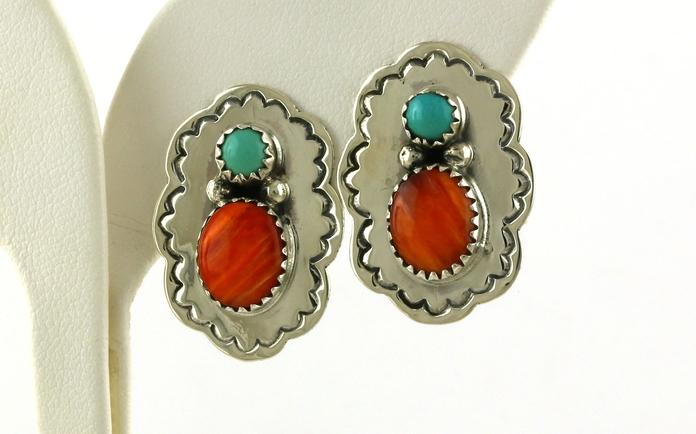 content/products/Estate Piece: Western-style Earrings with Turquoise and Coral