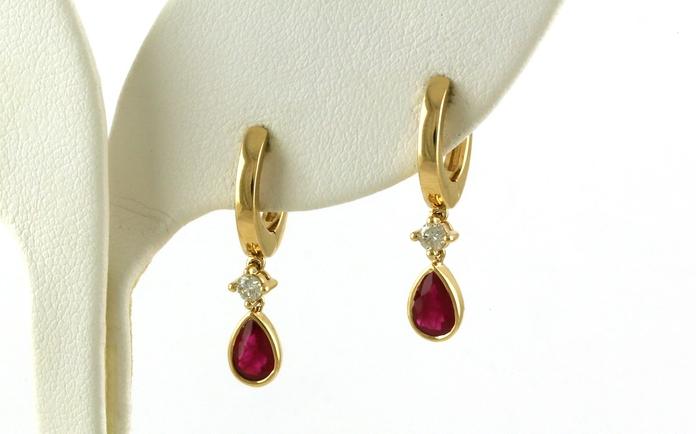 content/products/Hoop Earrings with Dangle Pear-cut Ruby and Diamonds in Yellow Gold