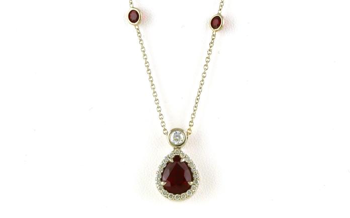 content/products/Drop Halo-style Pear-cut Ruby and Diamond Necklace in White Gold (3.1cts TWT)