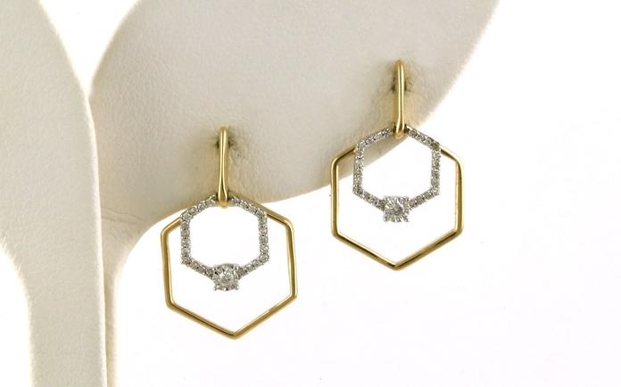 content/products/Double Hexagon Diamond Stud Dangle Earrings in Two-Tone Yellow & White Gold (0.14cts TWT)