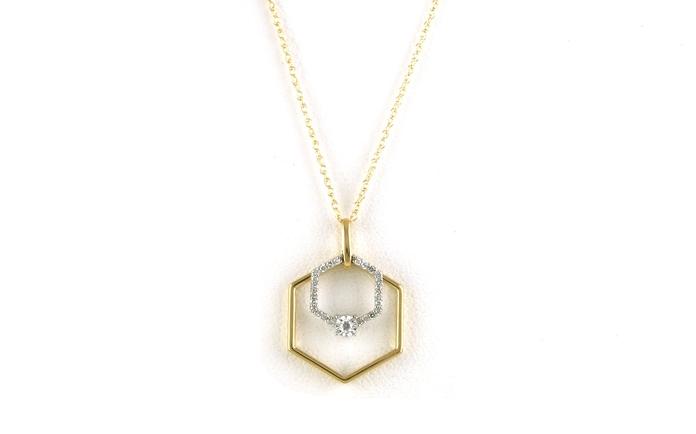 content/products/Double Hexagon Diamond Dangle Necklace Two-tone in Yellow and White Gold (0.08cts TWT)