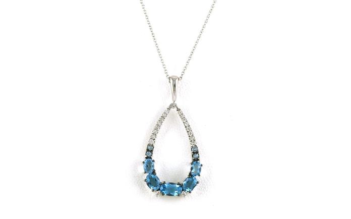 content/products/Teardrop Blue Topaz & Diamond Drop Necklace in White Gold (1.05cts TWT)