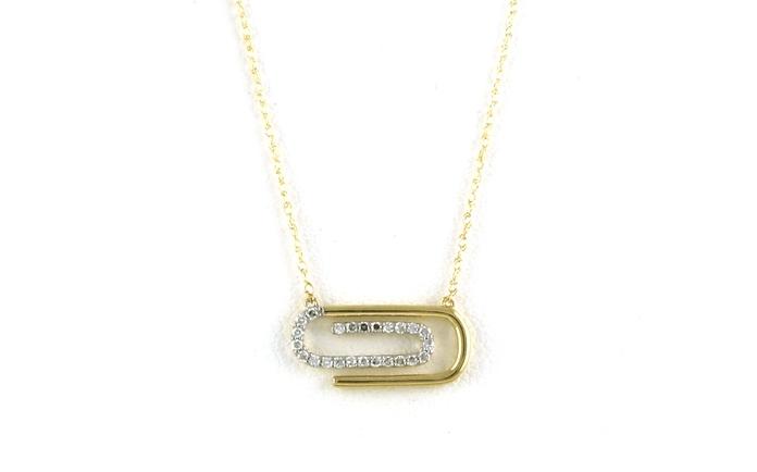 content/products/Split Chain Horizontal Pave Paperclip Diamond Necklace in Yellow Gold (0.1cts TWT)