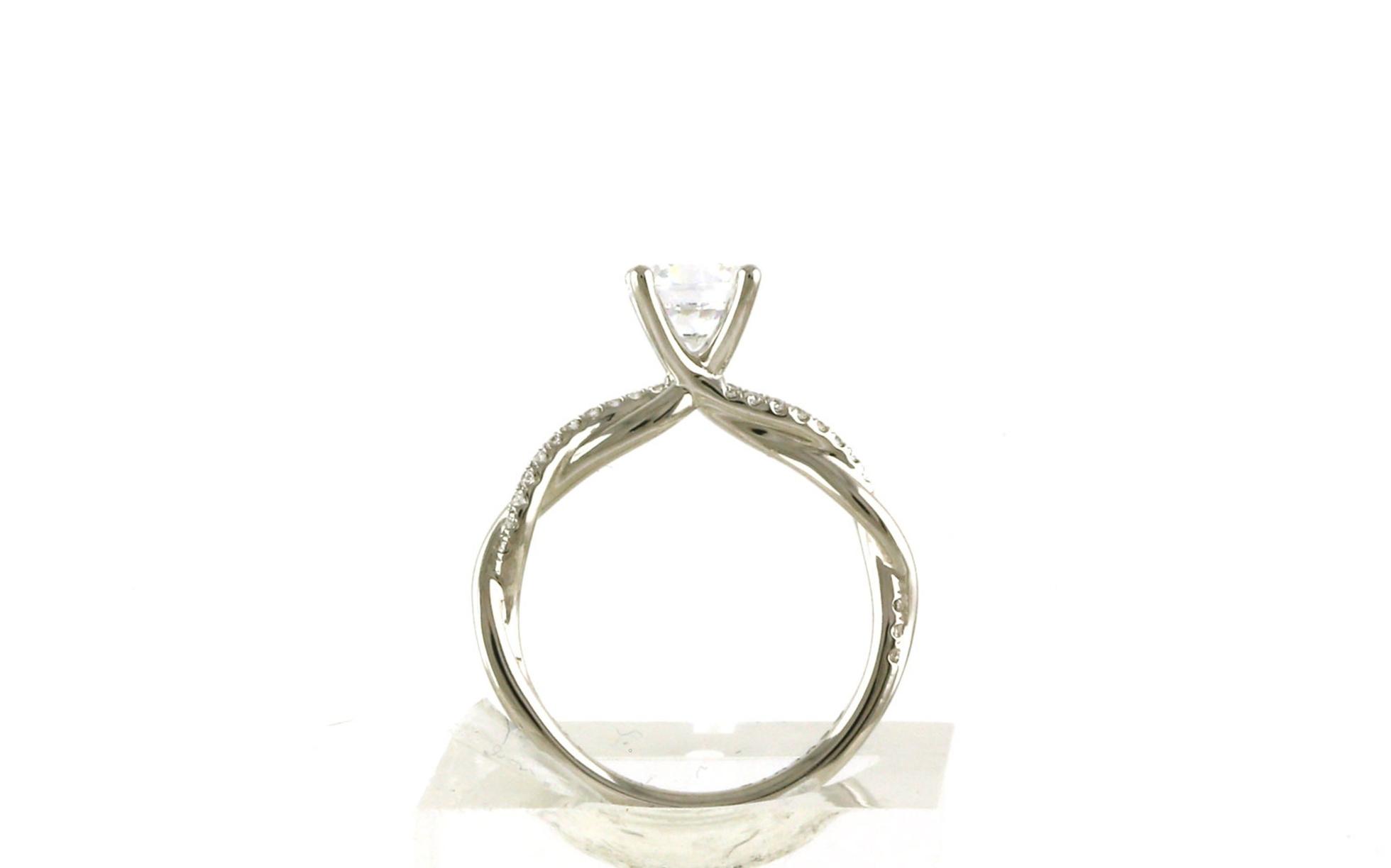 Yasmine Pave Twist 4-Prong Engagement Ring Mounting in White Gold (0.14cts TWT) - Side