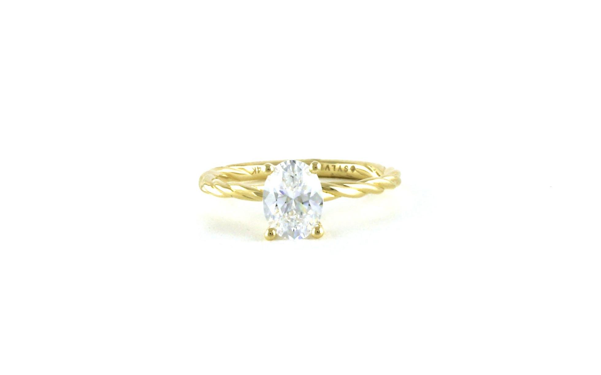 4-Prong Oval with Twisted Shank Engagement Ring Mounting in Yellow Gold 