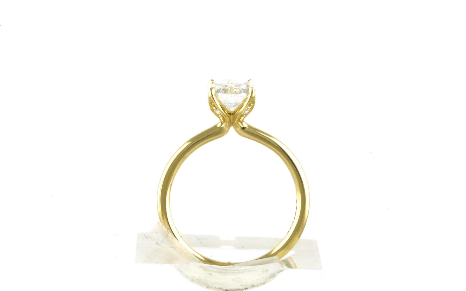 4-Prong Shay Tulip Oval Engagement Ring Mounting in Yellow Gold (0.08cts TWT) - Side