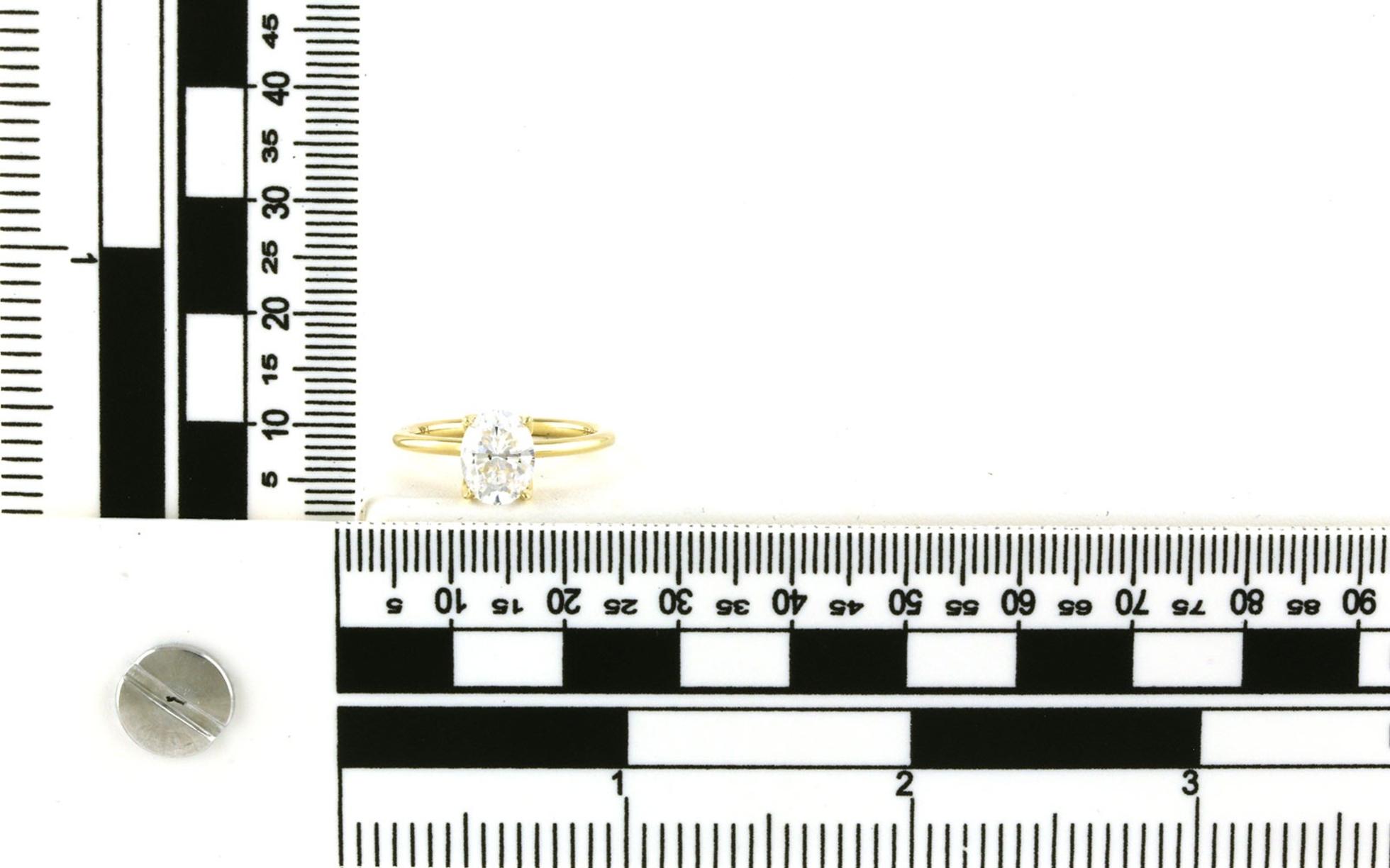 4-Prong Shay Tulip Oval Engagement Ring Mounting in Yellow Gold (0.08cts TWT) - Scale