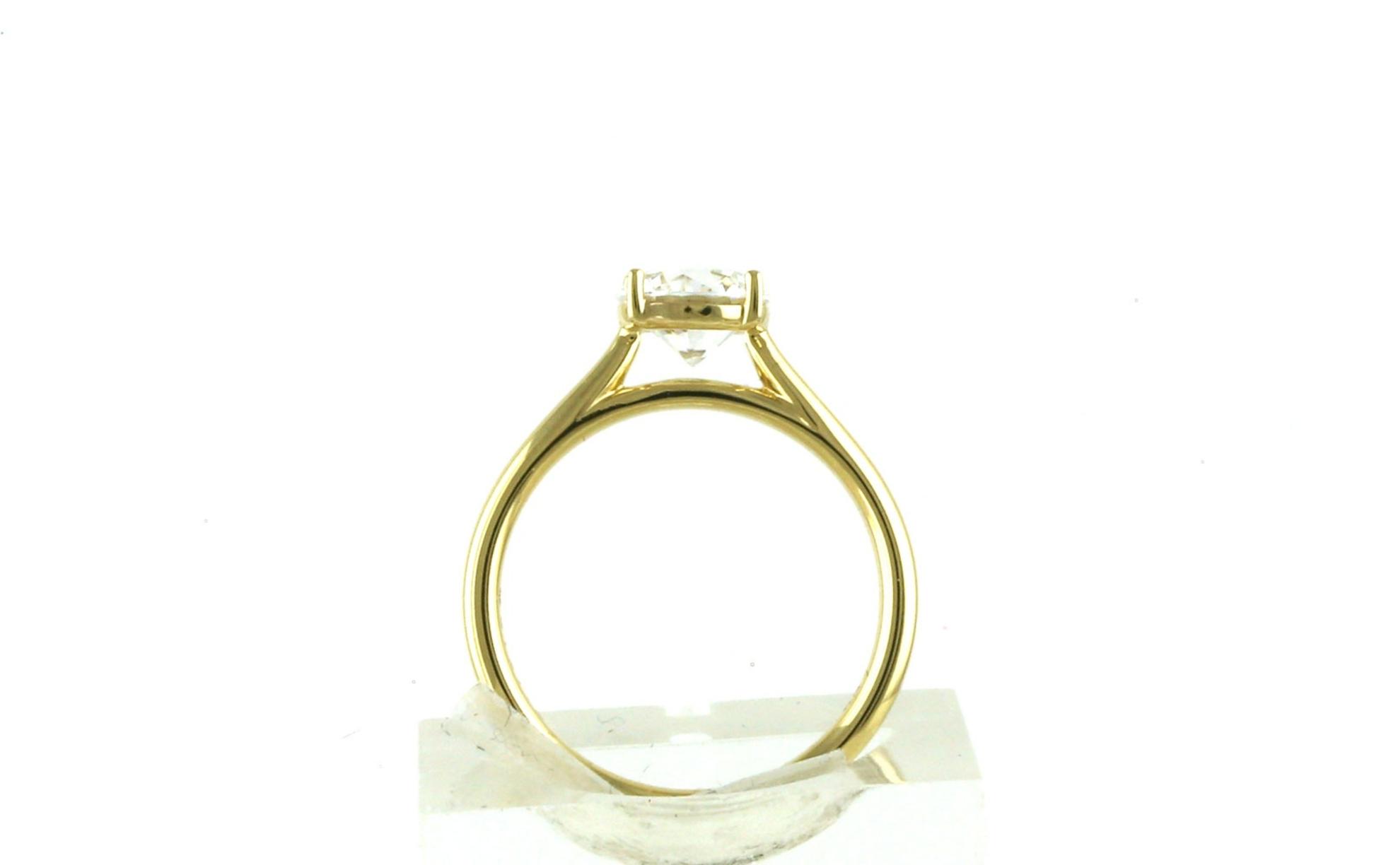 4-Prong Round Basket-Set Engagement Ring Mounting in Yellow Gold - Side