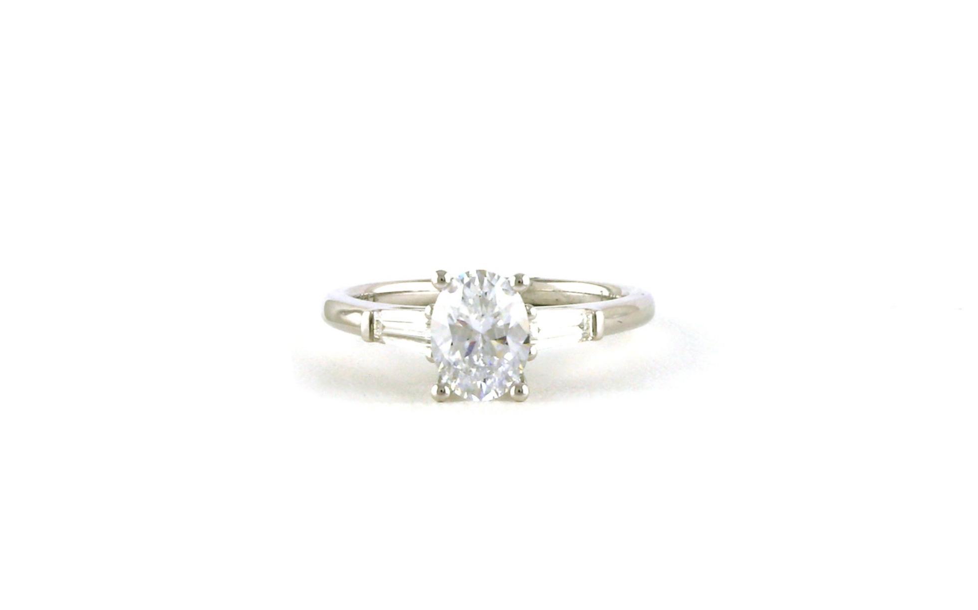 3-Stone Art Deco Oval-cut Engagement Ring Mounting in White Gold (0.34cts TWT)