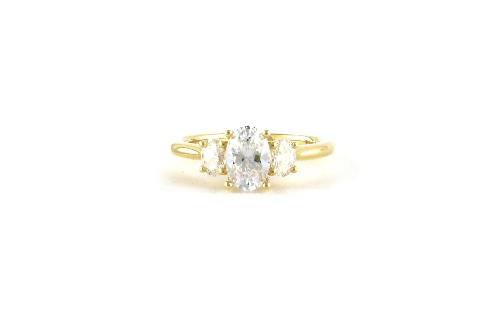 4-Prong Set 3-Stone Oval-Cut Engagement Ring Mounting in Yellow Gold (0.50cts TWT)