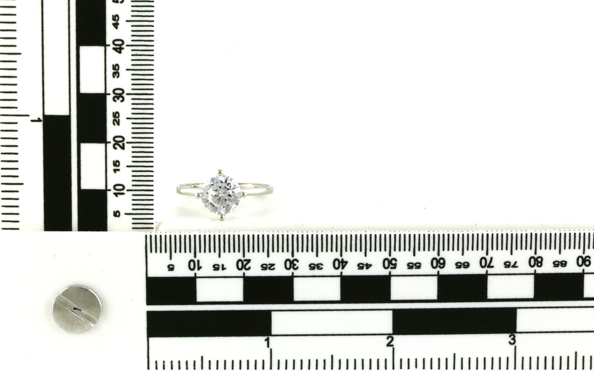 4-Prong With Pave Sides Engagement Ring Mounting in White Gold (0.25cts TWT) - Scale