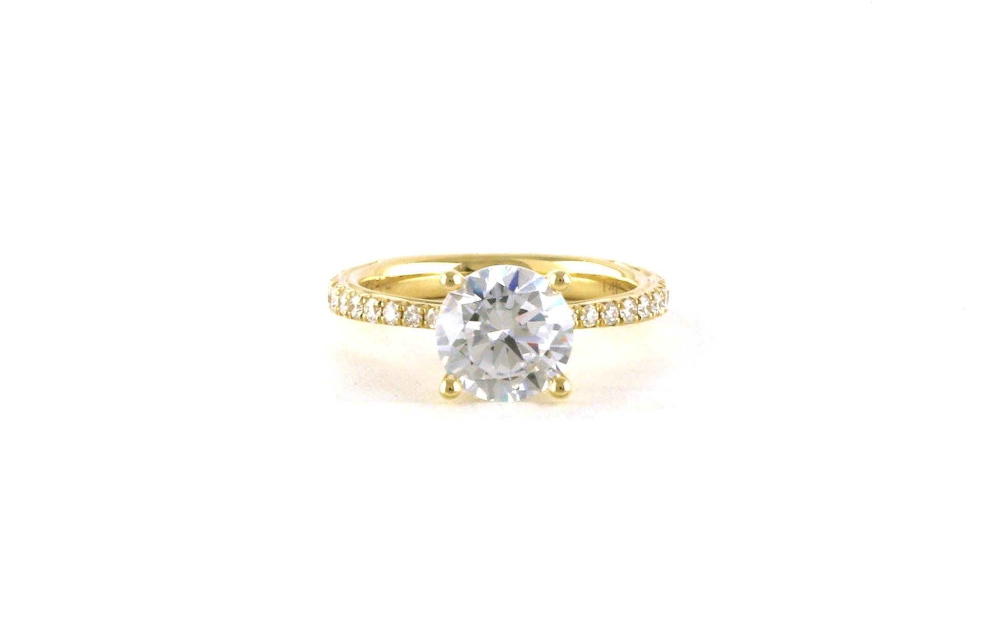 4-Prong Center with Pave Shank Engagement Ring Mounting in Yellow Gold (0.44cts TWT)