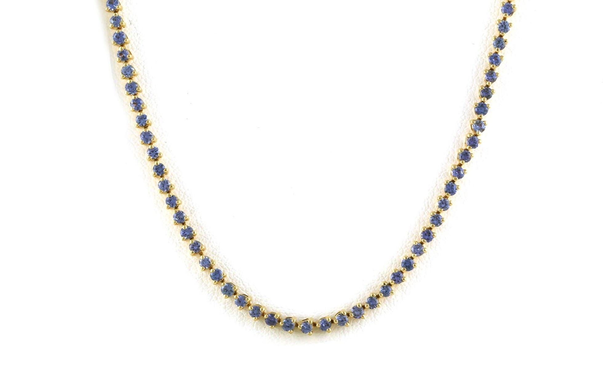 3-Prong Riviera Style Montana Yogo Sapphire Necklace in Yellow Gold (7.2cts TWT)