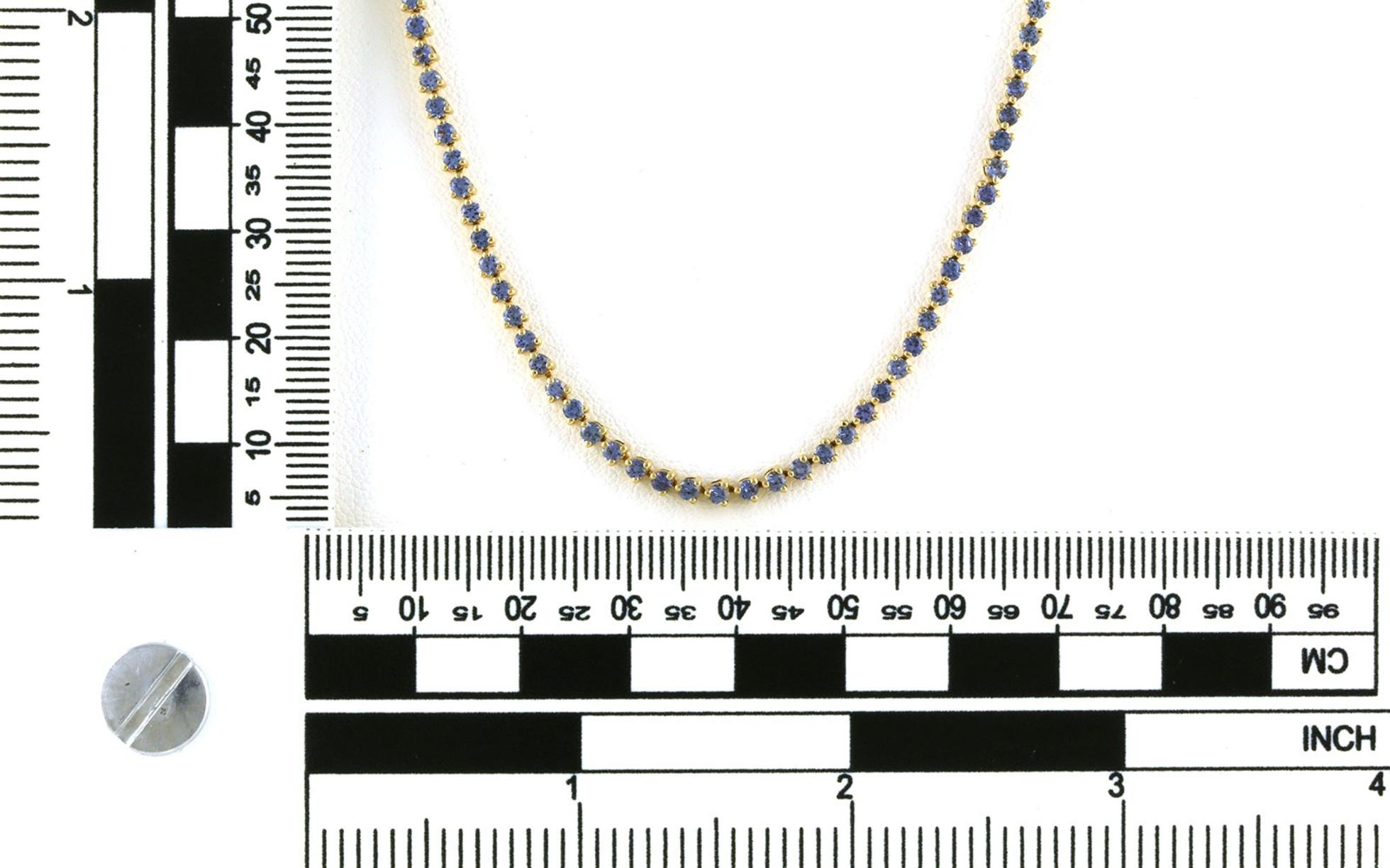 3-Prong Riviera Style Montana Yogo Sapphire Necklace in Yellow Gold (7.2cts TWT) - Scale